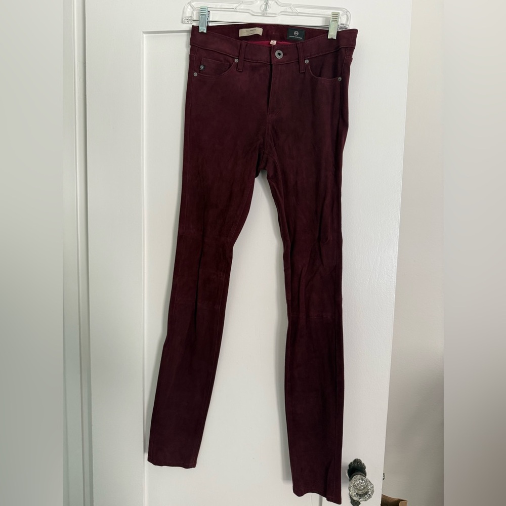 Burgundy Suede Skinny Pants